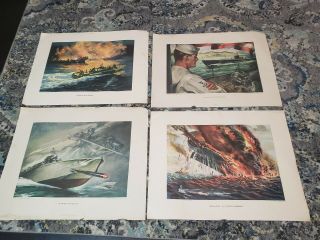 4 Vintage Ww2 Electric Boat Company Posters Propaganda Navy Carrier Sea 19x24