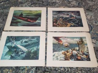 4 Vintage Ww2 Electric Boat Company Posters Propaganda Submarine Marines 19x24