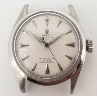 . Vintage Rolex Oyster Mens Semi Bubble Back Steel Auto Watch C.  1952 Ref 6084 (2)
