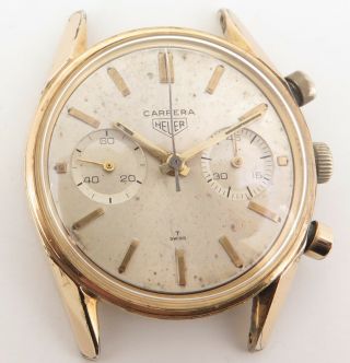 Rare Vintage 1960s Carrera 45 Valjoux 92 Ref.  3648s Gold Plate Wrist Watch $1n/r