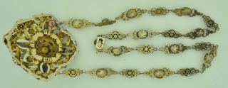 Antique Austro Hungarian 800 Silver Turquoise & Seed Pearl Necklace 2