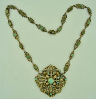 Antique Austro Hungarian 800 Silver Turquoise & Seed Pearl Necklace 3