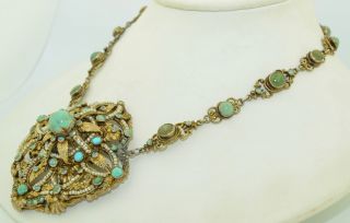 Antique Austro Hungarian 800 Silver Turquoise & Seed Pearl Necklace 5