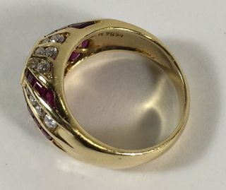 VINTAGE ENGLISH 18K YELLOW GOLD RUBY & DIAMOND RING 9.  1 GRAMS 4