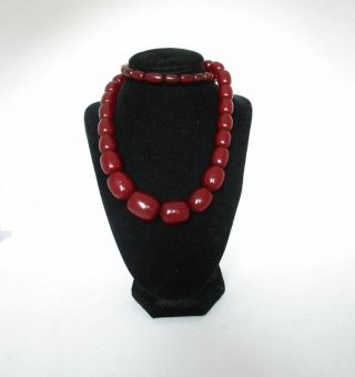 Antique Cherry Amber Bakelite Faturan Beads Necklace 107 grams 6