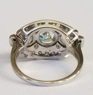 Antique Art Deco Estate 3CT European Diamond PLATINUM Engagement Cocktail Ring 7