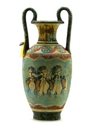 Minoan Vase Pottery Painting Parisian Women Ancient Greek Crete Ceramic Knossos