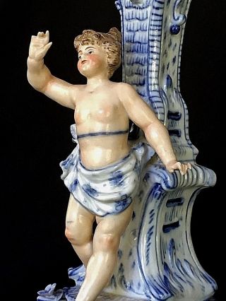 Antique German Figural Centerpiece by Schierholz 1900 ' s Blue and White Porcelain 2
