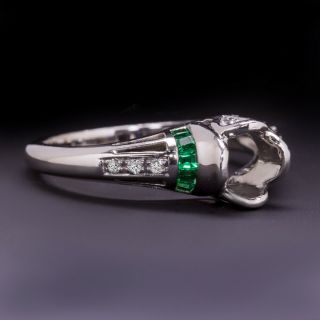 G Vs Diamond Emerald Platinum Ring Vintage Setting Semimount Engagement Style Rd