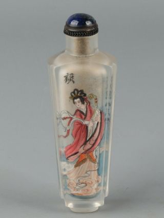 Chinese Exquisite Handmade Fairy Pattern Glass Snuff Bottle