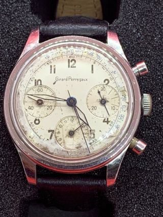 Vintage Gerard Perregaux Triple Register Chronograph Stainless Valijoux 72 Nr