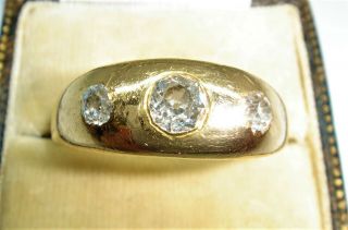 A Gorgeous Antique Solid 18ct Gold Diamond Set Large/Gents Gypsy Ring 3
