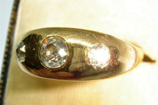 A Gorgeous Antique Solid 18ct Gold Diamond Set Large/Gents Gypsy Ring 6