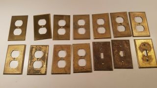 Vintage Solid Brass Electrical Receptical / Switch Plates