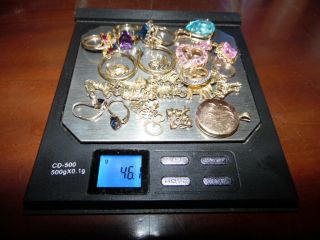 Vint.  46.  1 Grams 14k &10k Jewelry,  Rings,  Bracelets,  Longines Watch 14k,  2 Gold Teeth