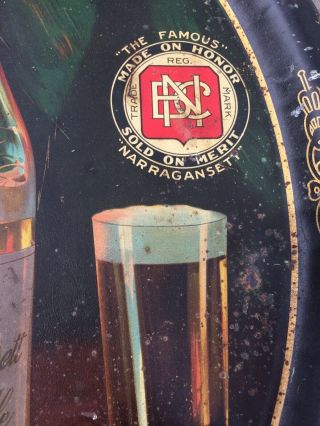 Antique NARRAGANSETT LAGER & ALE Providence R.  I.  Beer Advertising TRAY Brewing 3