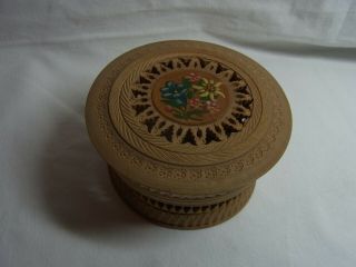 Vintage German Hand Carved Wood Box Edelweiss Black Forest Be