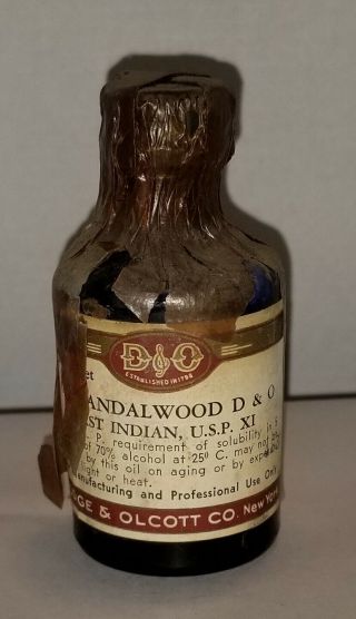 Vintage Antique Sandalwood D&o Blue Bottle Dodge & Olcott Co York 1 Net Oz