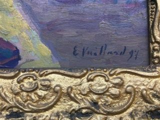 E.  Vuillard 97 signed antique oil / board painting French? 3