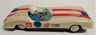 Vintage 1960’s 36 Shell,  Stp,  Champion 9” Japan Tin Friction Race Car