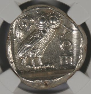 Ancient Attica Athens 440 - 404 BC Athena Owl Tetradrachm Silver Coin NGC MS 2