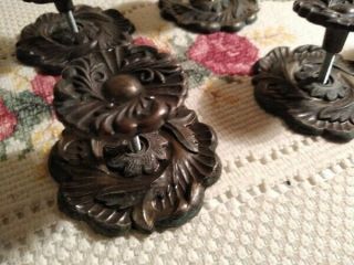 Antique Brass Furniture Knobs With Matching Back - Plates Made In Japan Set Of 8