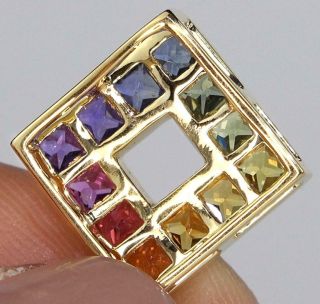 Fancy Blue Sapphire Red Ruby Pendant Necklace 18k Yellow Gold Certified 1.  36 ct 6