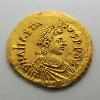 491 - 518 Ad Byzantine Empire Anastasius I Tremissis Gold Coin Ancient 1/3 Solidus