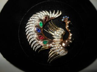 Vintage Sterling Flying Peacock Crown Trifari 1942 Alfred Philippe Patent T170
