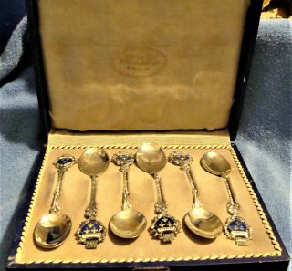 Set Of 6 Antique Wiesbaden Germany 800 Silver Demitasse Spoons In Boxed Case