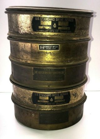 6p Vintage Brass/copper Us Standard Sieve - Western Machinery Kansas Gold Mining