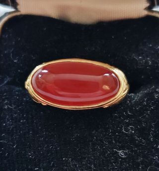 Antique Victorian 18k Yellow Gold Carnelian Cabochon Ring Size 7 Not Scrap 5 Gr