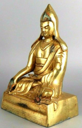 Ancient Ming Dynasty Chinese Gilt Bronze Buddha Figure Hundreds Of Years Old