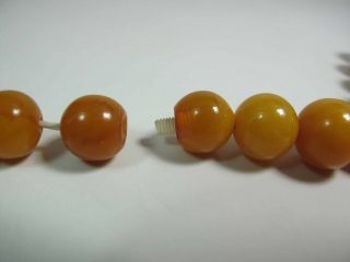Antique Round Egg Yolk Baltic Amber Necklace w/ 30 - MM Center Bead 137.  5 Grams 7