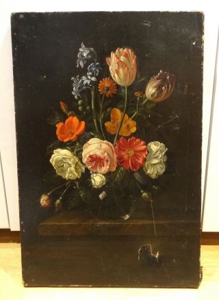 Fine 17th 18th Century Dutch Old Master Still Life Flowers Antique Oil Painting 2