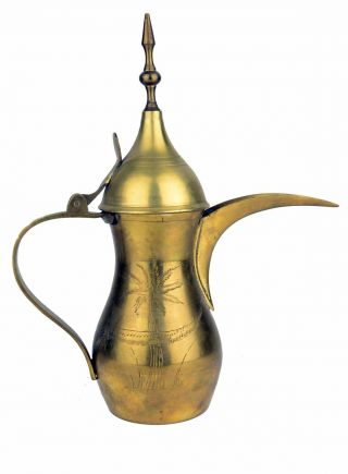 Antique Vtg Arabic Middle Eastern Turkish Brass Tin Coffee Dallah Tea Pot 11