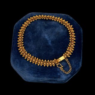 Antique Vintage Nouveau 18k Yellow Gold Etruscan Rosette Womens Tennis Bracelet