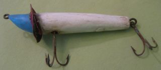 Antique 1898 Heddon Hand Carved Surface Bait/Slope Nose - - Early Heddon Prototype 3