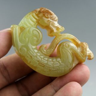 2.  4  China Old Jade Chinese Hand - Carved Ancient Dragon Statue Jade Pendant 2048