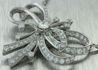 1950s Antique Vintage Art Deco Style Platinum 2.  75ctw Diamond Pendant Necklace 2