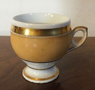 Antique 19th Century Old Paris Porcelain Cup Pot De Creme Apricot Glaze Gilt
