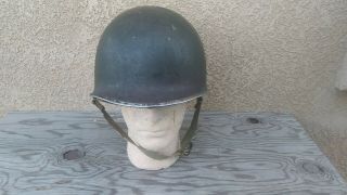 Us Ww2 Era M1 Helmet Swivel Bale Front Seam W/original Ww2 Helmet Liner