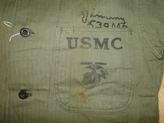 Vintage 40s Wwii Usmc Us Marine Corps P44 Hbt Herringbone Trousers Jacket
