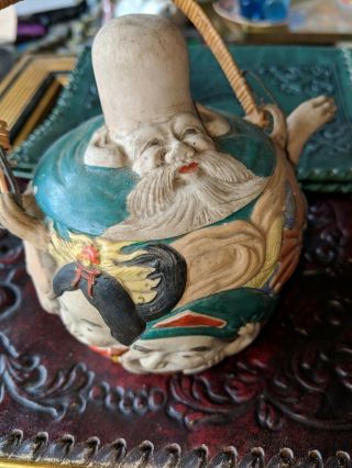Figural Japanese Banko Ware Teapot Faces Antique