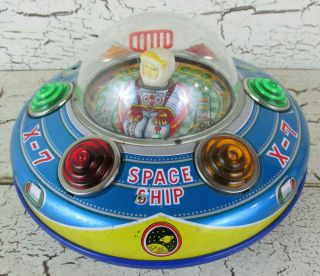 Masudaya X - 7 Space Ship Ufo Tin Toy Vintage Astronaut X7 Collectible