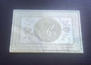 ANTIQUE CHINESE MOTHER OF PEARL ARMORIAL GAMING COUNTER CHIP 2