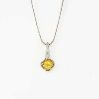 Nyjewel David Yurman Sterling Silver Citrine & Diamond Pendant With Silver Chain