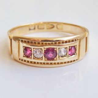 Stunning Antique Victorian 18ct Gold Ruby & Diamond Ring C1891; Uk Size 