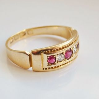 Stunning Antique Victorian 18ct Gold Ruby & Diamond Ring c1891; UK Size ' M ' 2