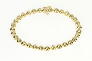 14k Diamond Circle Round Link Tennis Bracelet 7.  75 " Yellow Gold 04